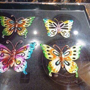 BEAUTIFUL Painted Metal Butterfly's set of 4